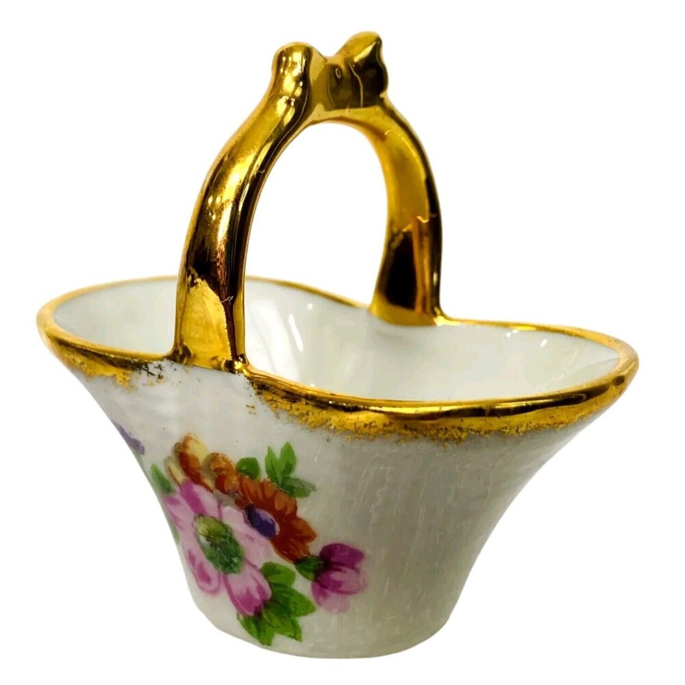 Vintage Limoges Porcelain Flower Garden Basket Doll House Porcelaine d' Art - Picture 5 of 14